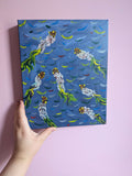 Abstract Wall Art, Acrylic Painting Canvas - Fish in the water
