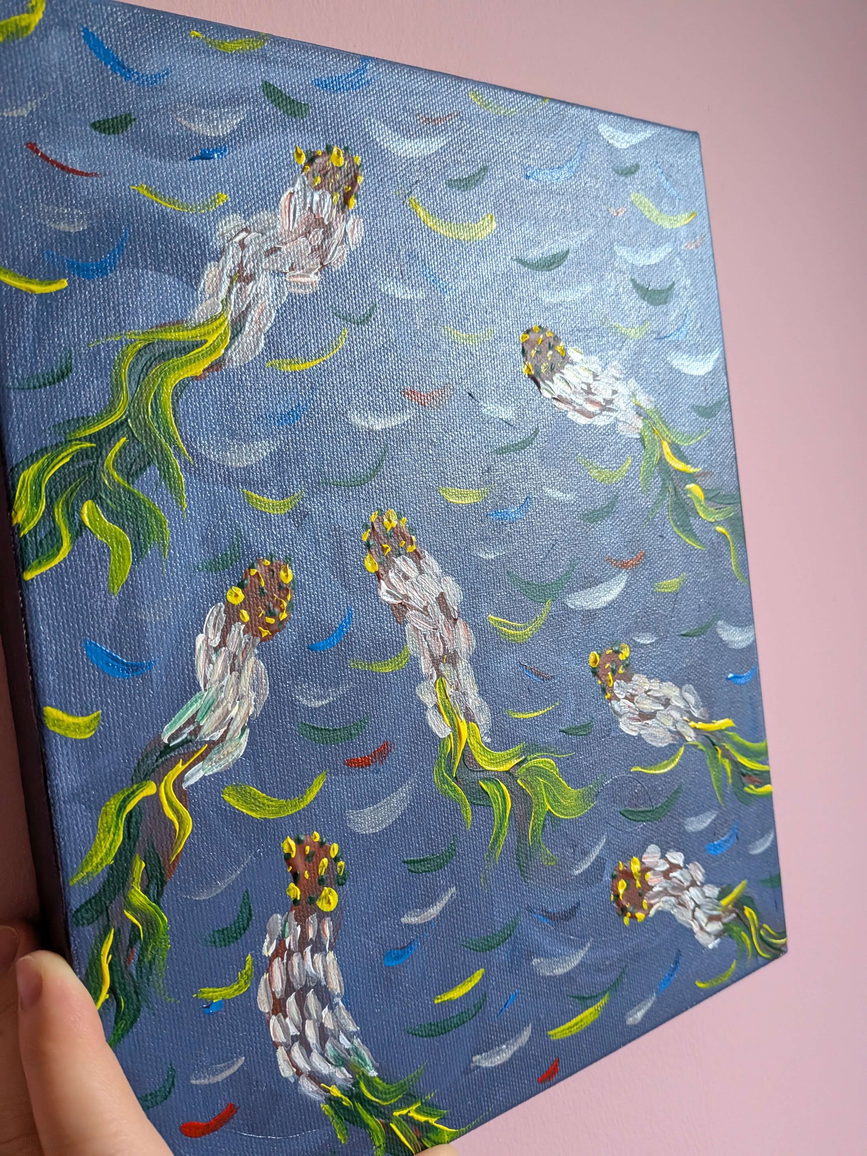 Abstract Wall Art, Acrylic Painting Canvas - Fish in the water