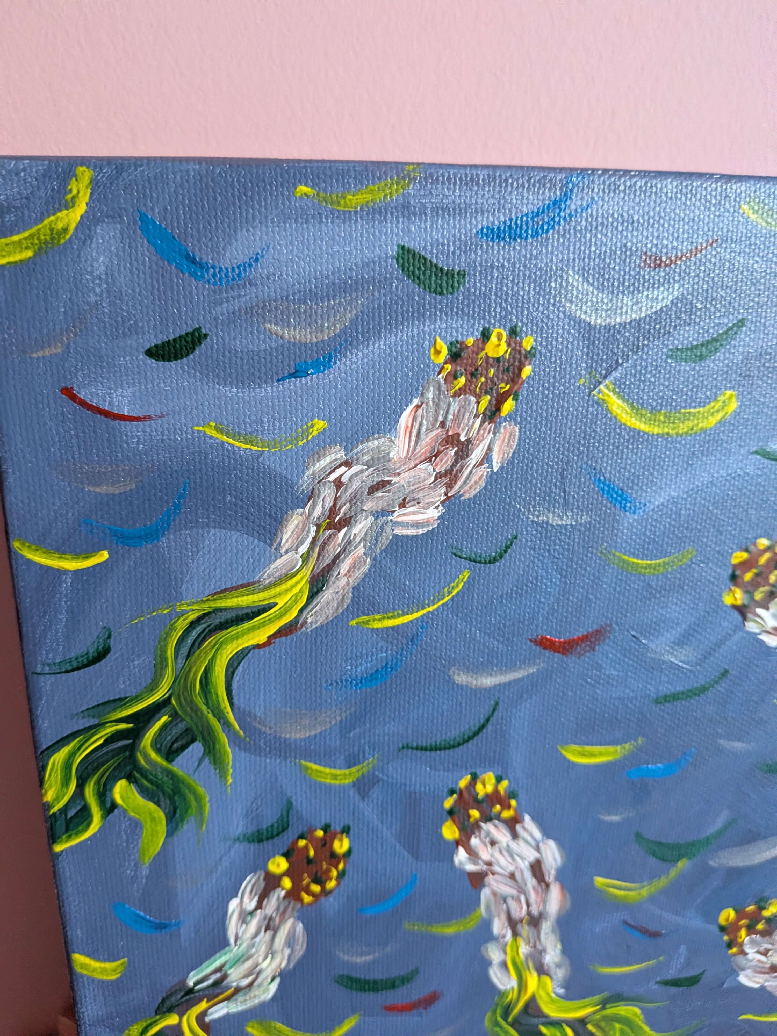 Abstract Wall Art, Acrylic Painting Canvas - Fish in the water