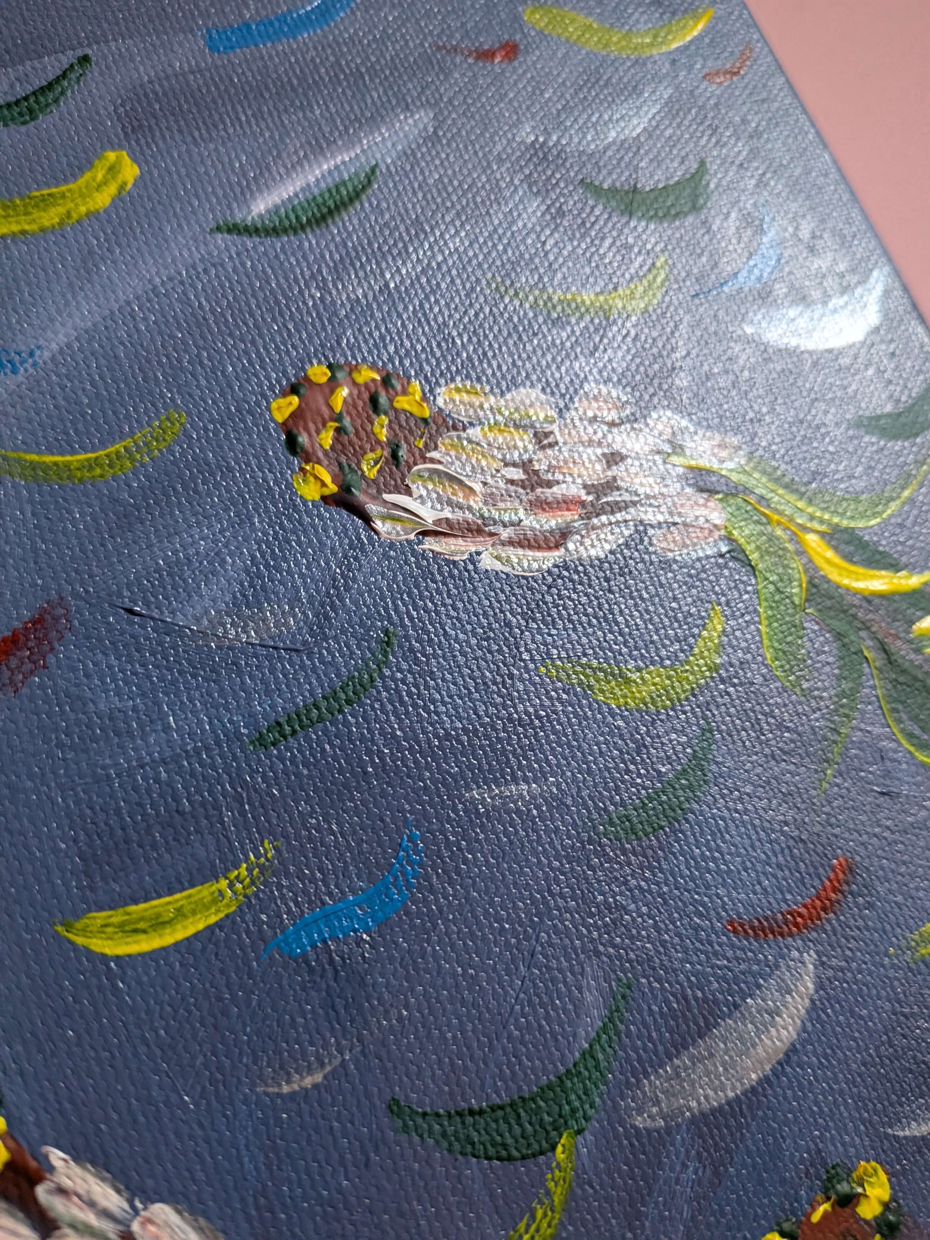 Abstract Wall Art, Acrylic Painting Canvas - Fish in the water