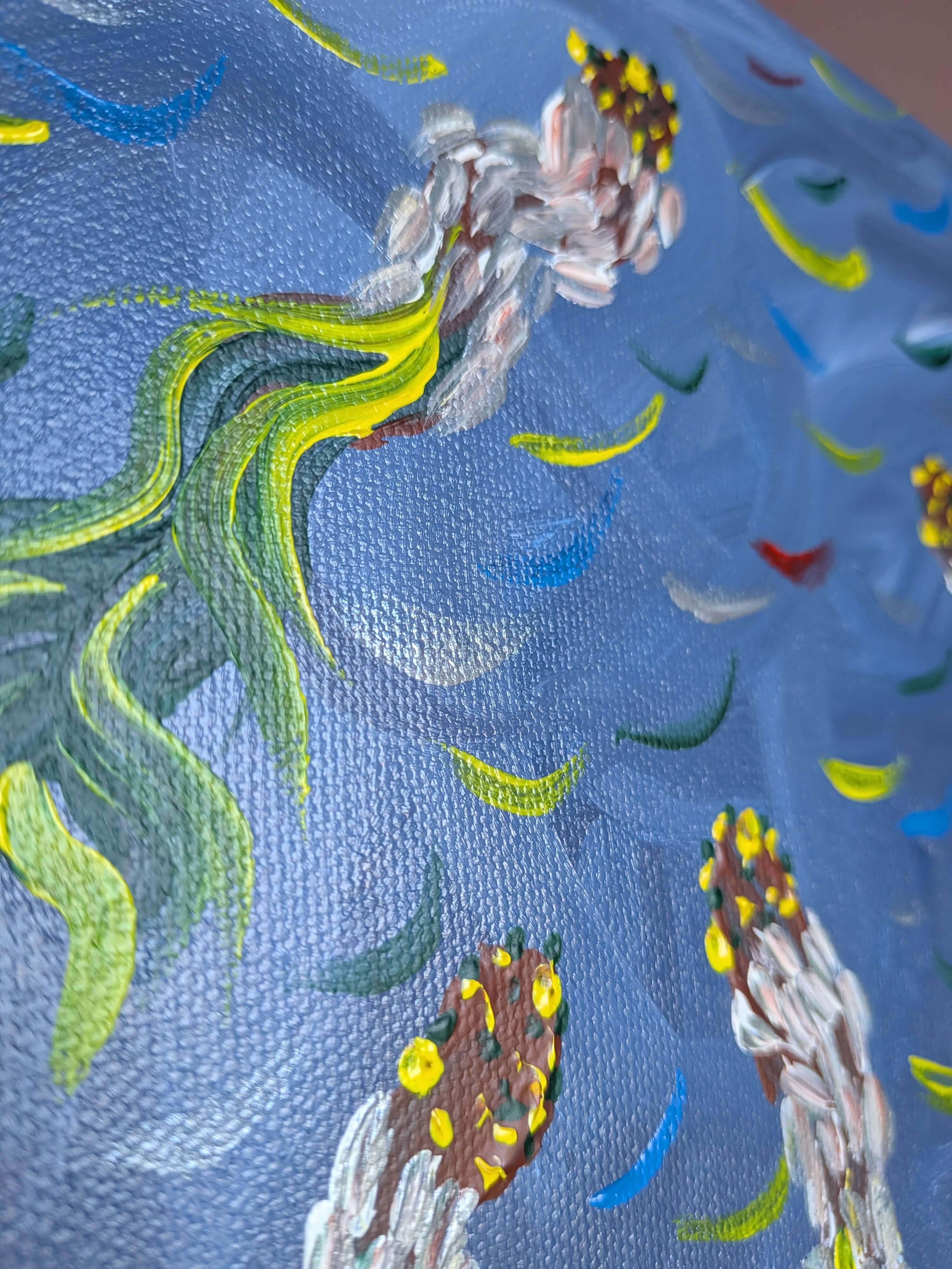 Abstract Wall Art, Acrylic Painting Canvas - Fish in the water