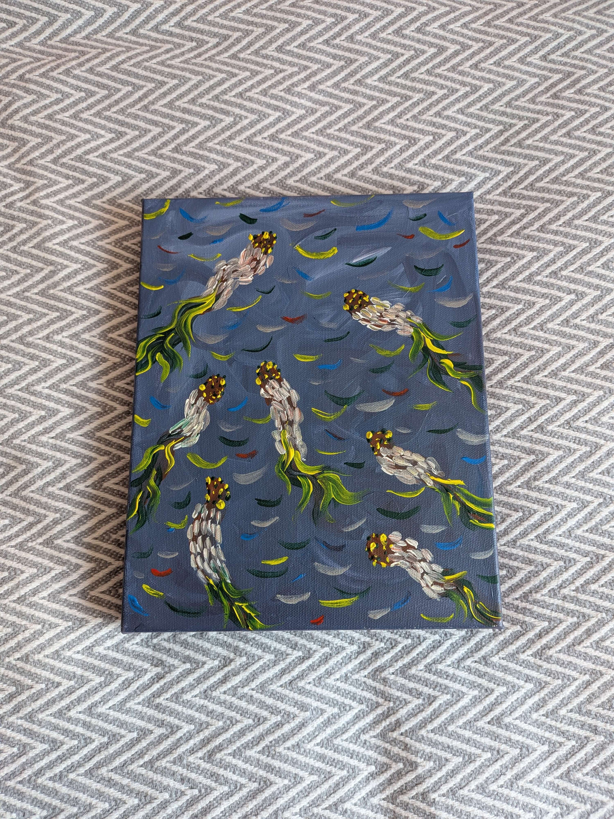 Abstract Wall Art, Acrylic Painting Canvas - Fish in the water