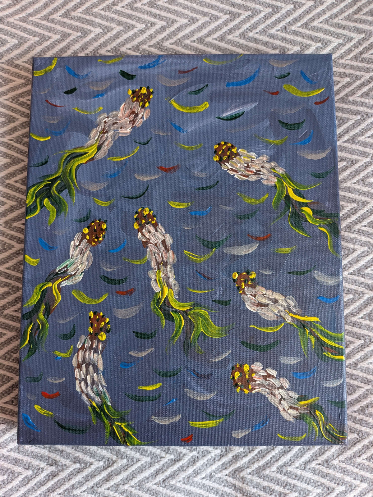Abstract Wall Art, Acrylic Painting Canvas - Fish in the water