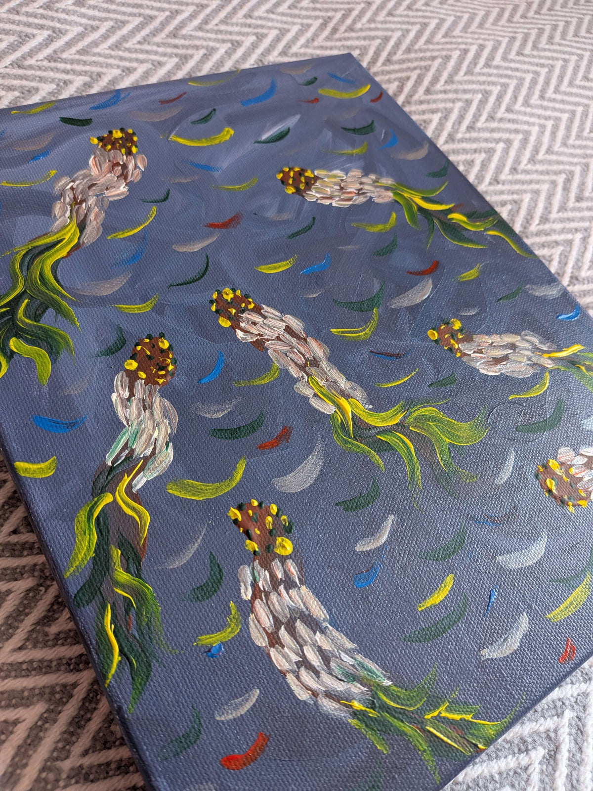 Abstract Wall Art, Acrylic Painting Canvas - Fish in the water