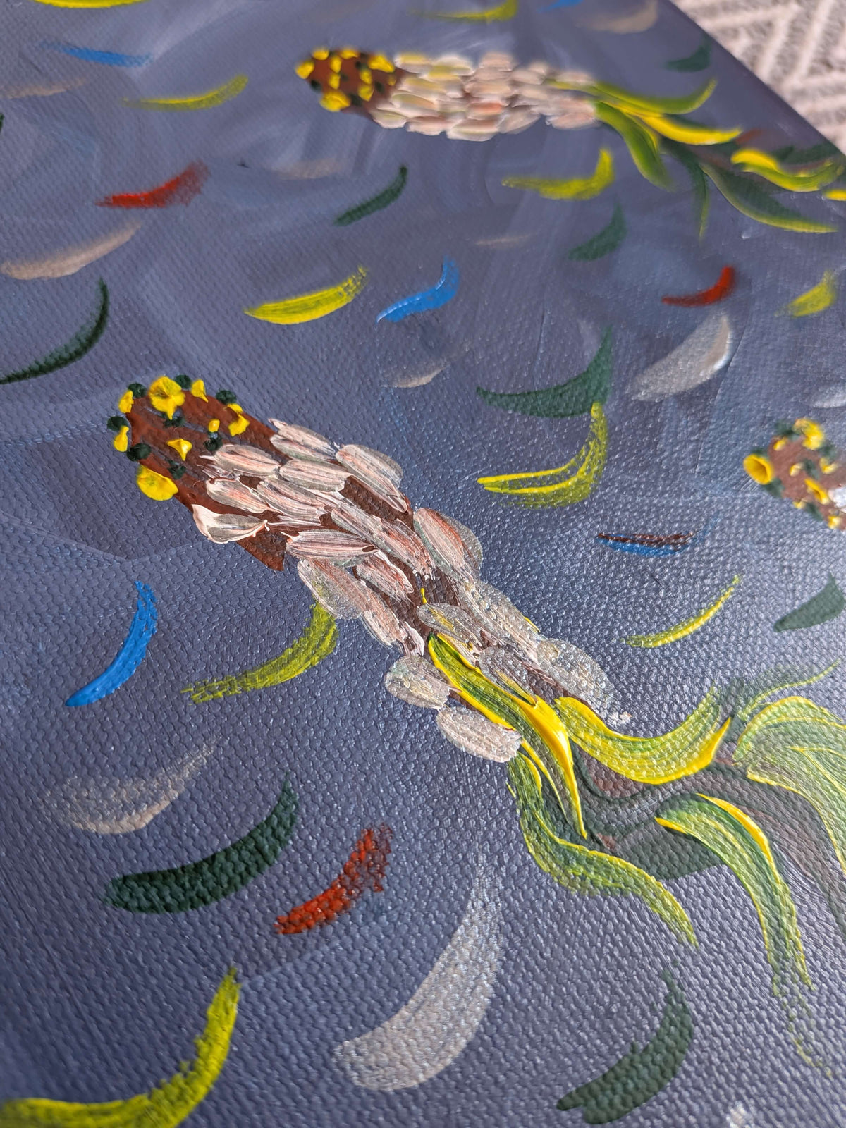 Abstract Wall Art, Acrylic Painting Canvas - Fish in the water