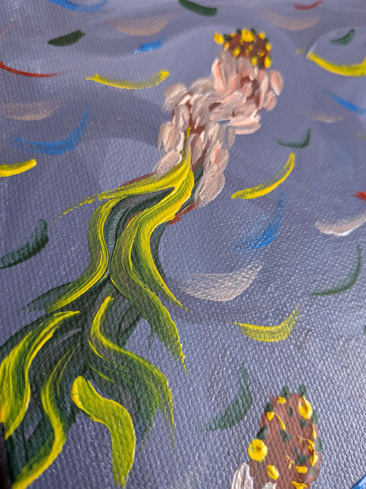 Abstract Wall Art, Acrylic Painting Canvas - Fish in the water