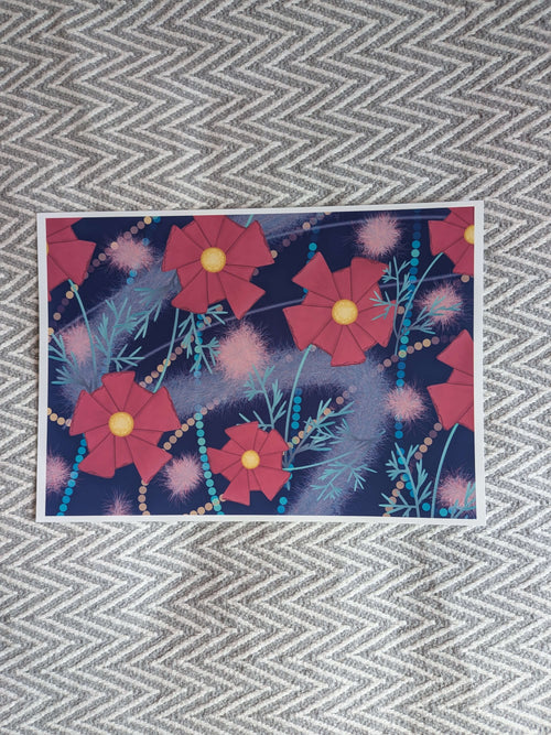 Abstract Art - Whimsical Garden, A4 Botanical Wall Art, Home Decor, Modern Art Decor, Unframed Art Print