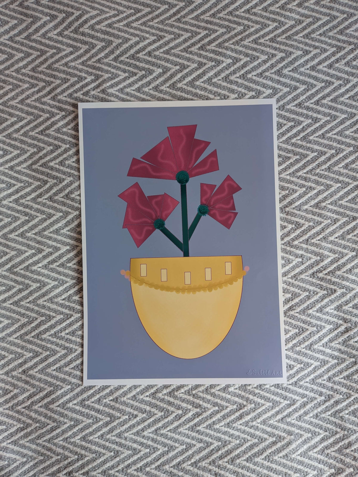 Vase with flowers Illustration, A4 Art Print, Home Decor, Modern Art Decor, Unframed Wall Art