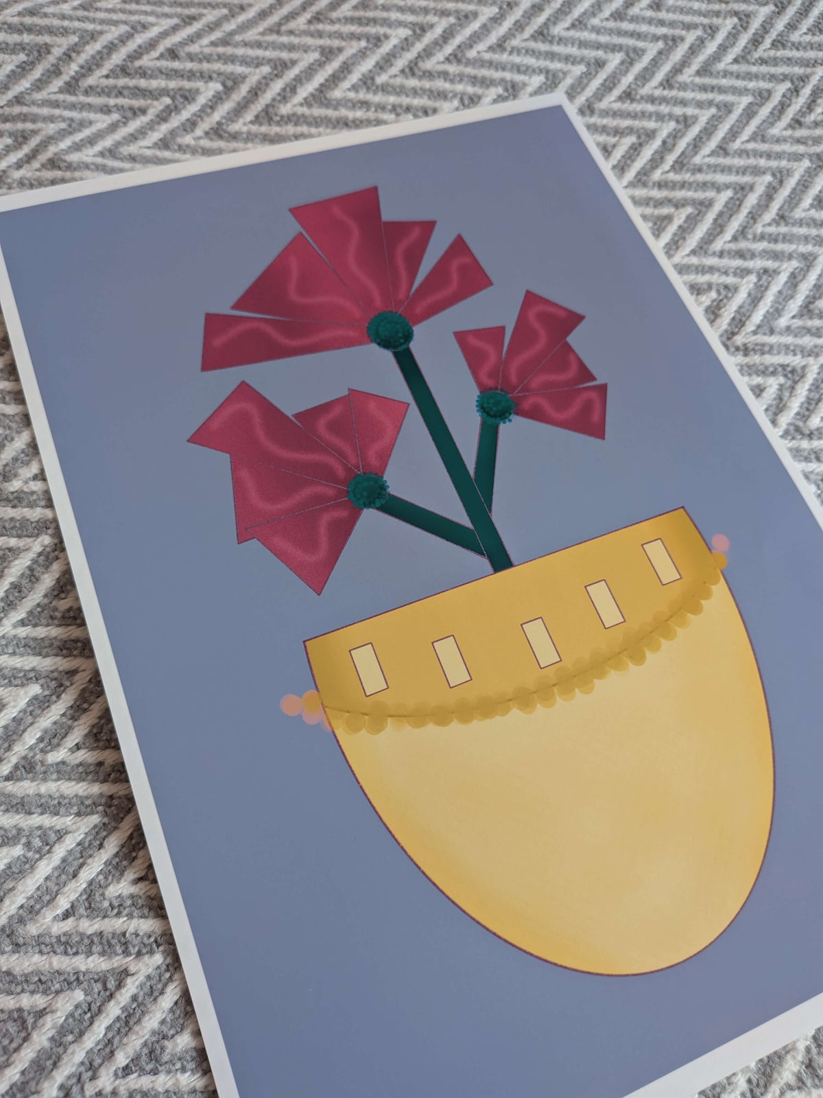Vase with flowers Illustration, A4 Art Print, Home Decor, Modern Art Decor, Unframed Wall Art