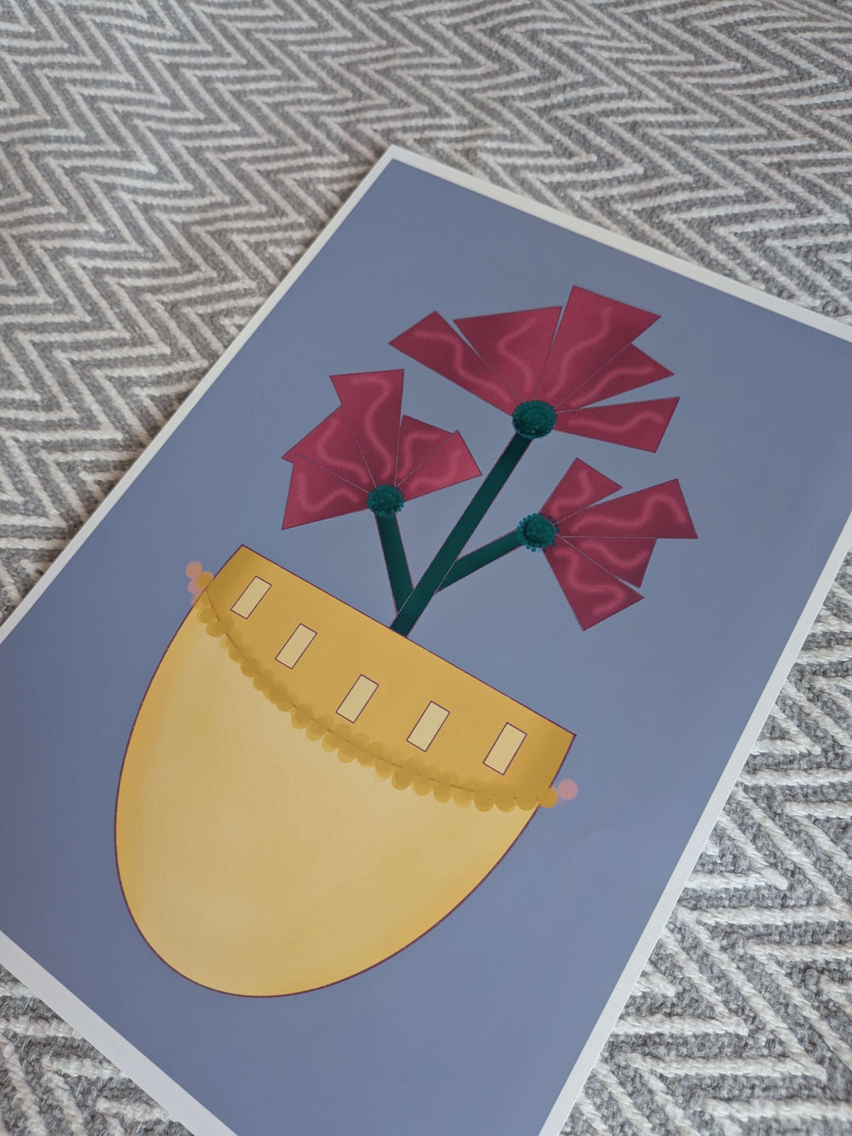 Vase with flowers Illustration, A4 Art Print, Home Decor, Modern Art Decor, Unframed Wall Art