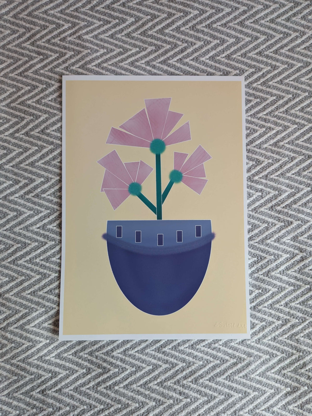 Vase with flowers Illustration, A4 Art Print, Home Decor, Modern Art Decor, Unframed Wall Art