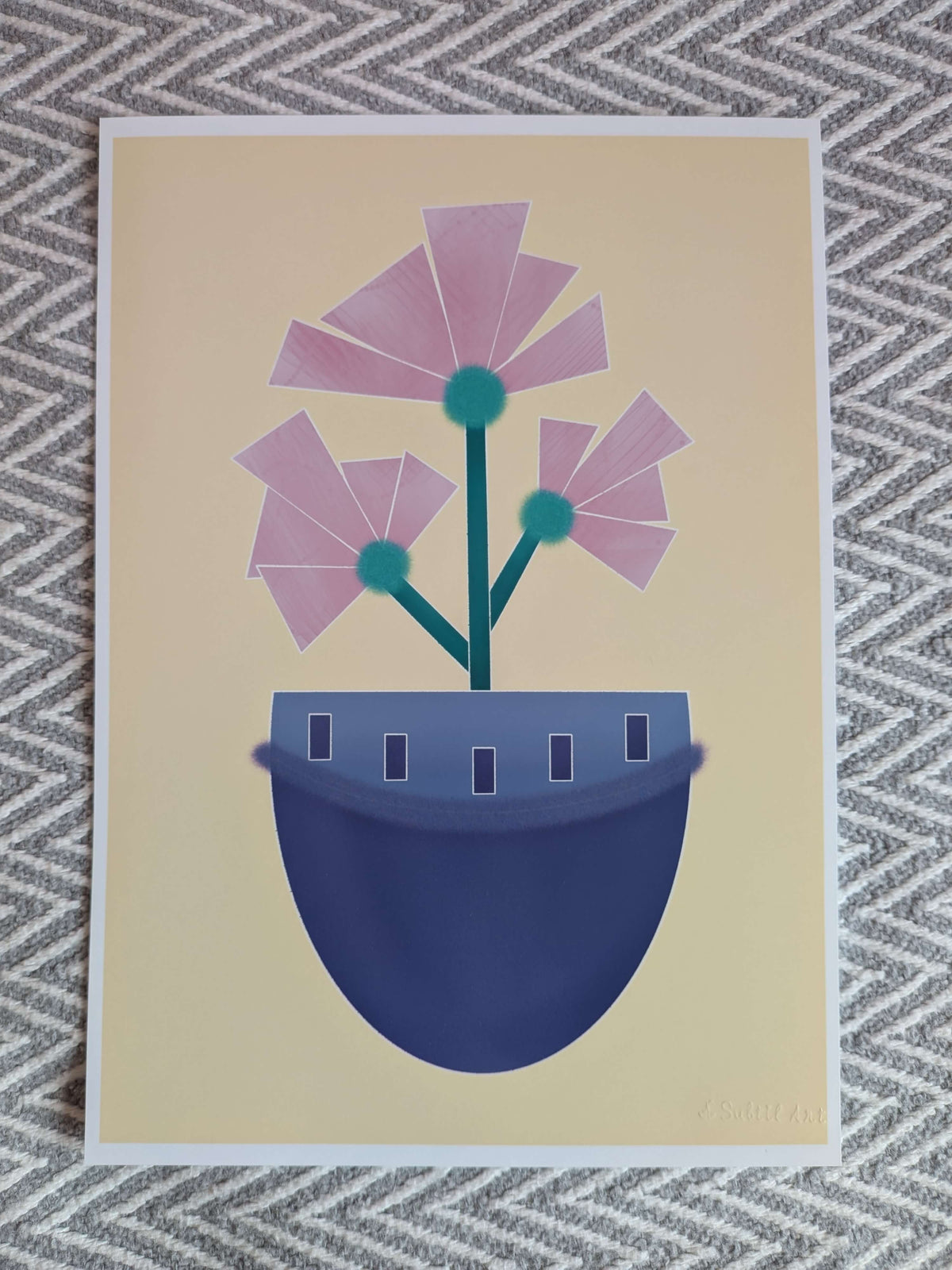 Vase with flowers Illustration, A4 Art Print, Home Decor, Modern Art Decor, Unframed Wall Art