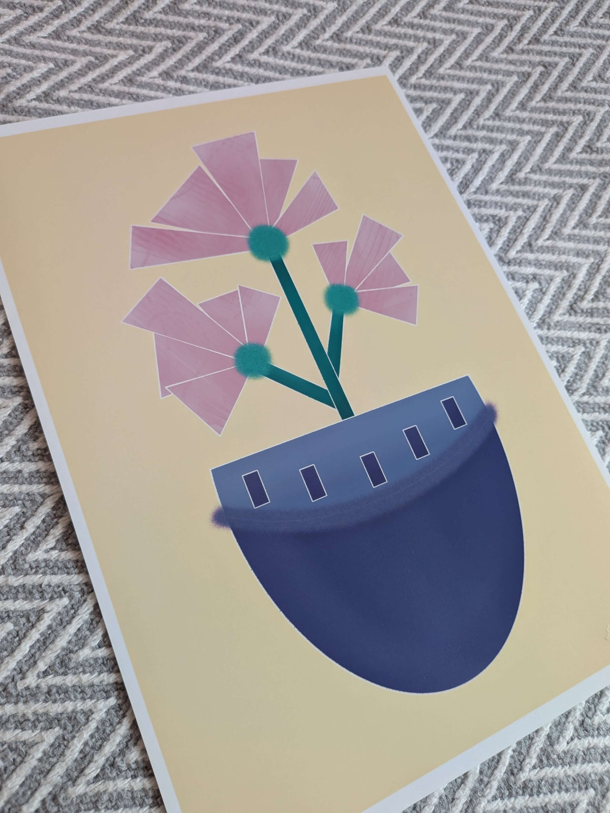 Vase with flowers Illustration, A4 Art Print, Home Decor, Modern Art Decor, Unframed Wall Art