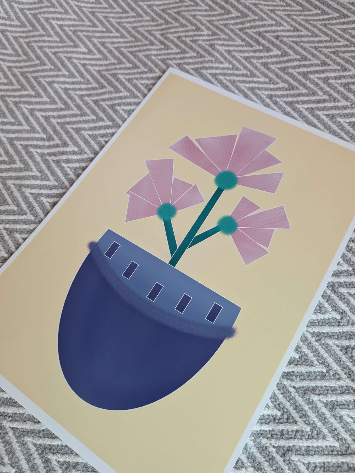 Vase with flowers Illustration, A4 Art Print, Home Decor, Modern Art Decor, Unframed Wall Art