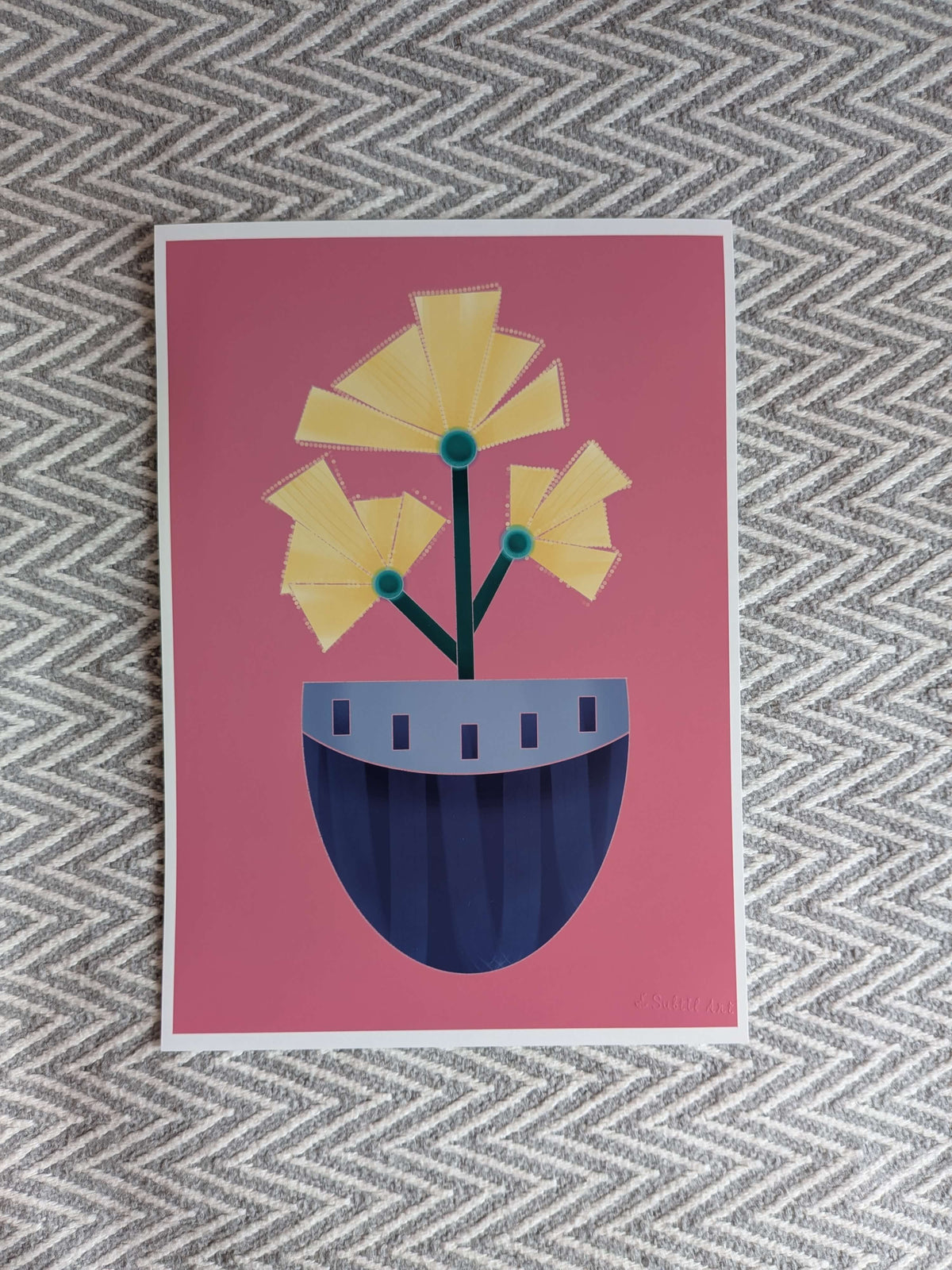 Vase with flowers Illustration, A4 Art Print, Home Decor, Modern Art Decor, Unframed Wall Art