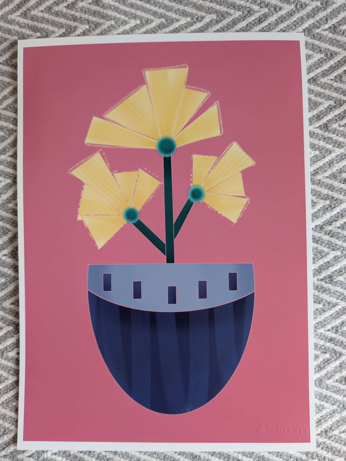 Vase with flowers Illustration, A4 Art Print, Home Decor, Modern Art Decor, Unframed Wall Art