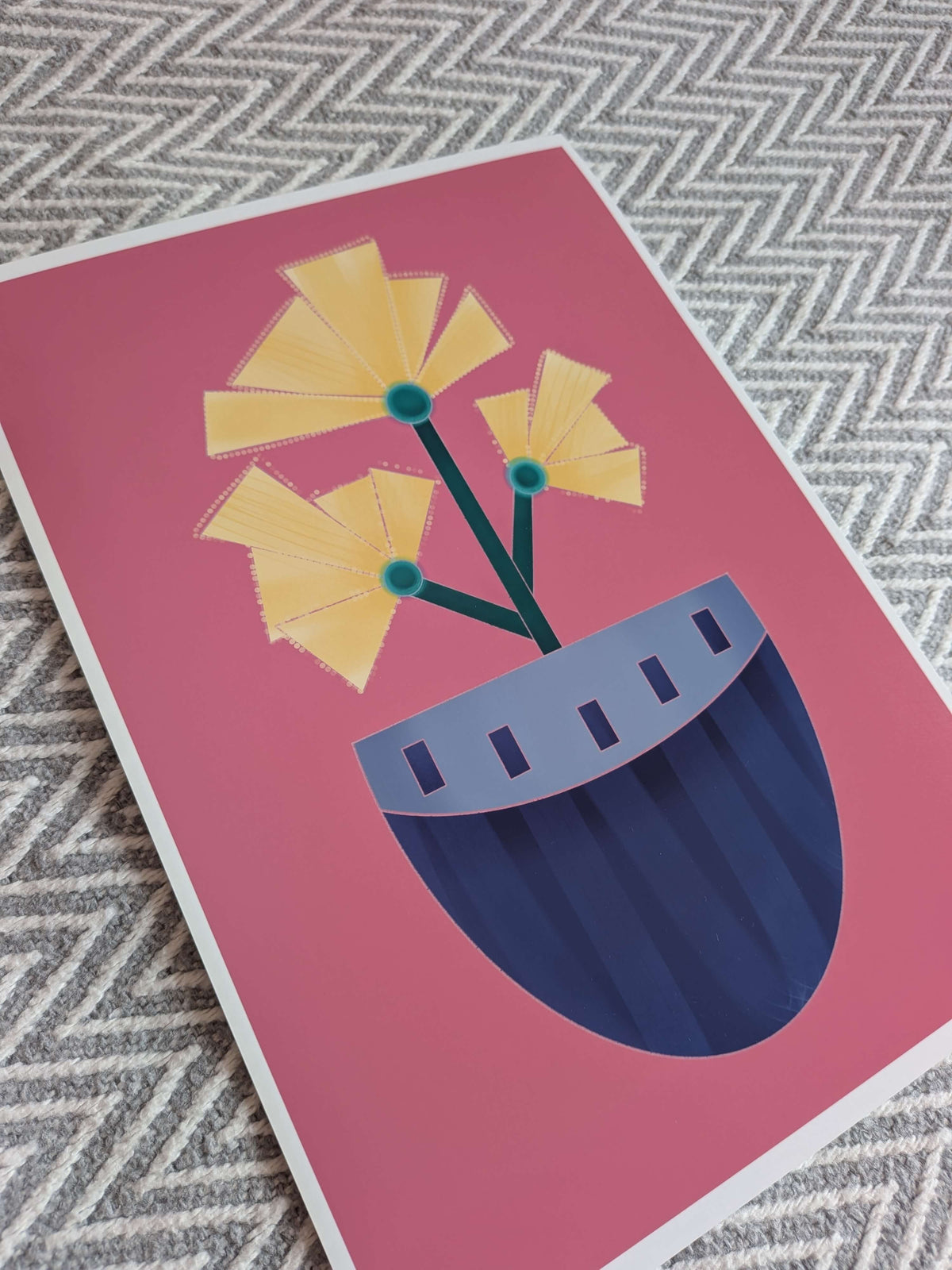 Vase with flowers Illustration, A4 Art Print, Home Decor, Modern Art Decor, Unframed Wall Art