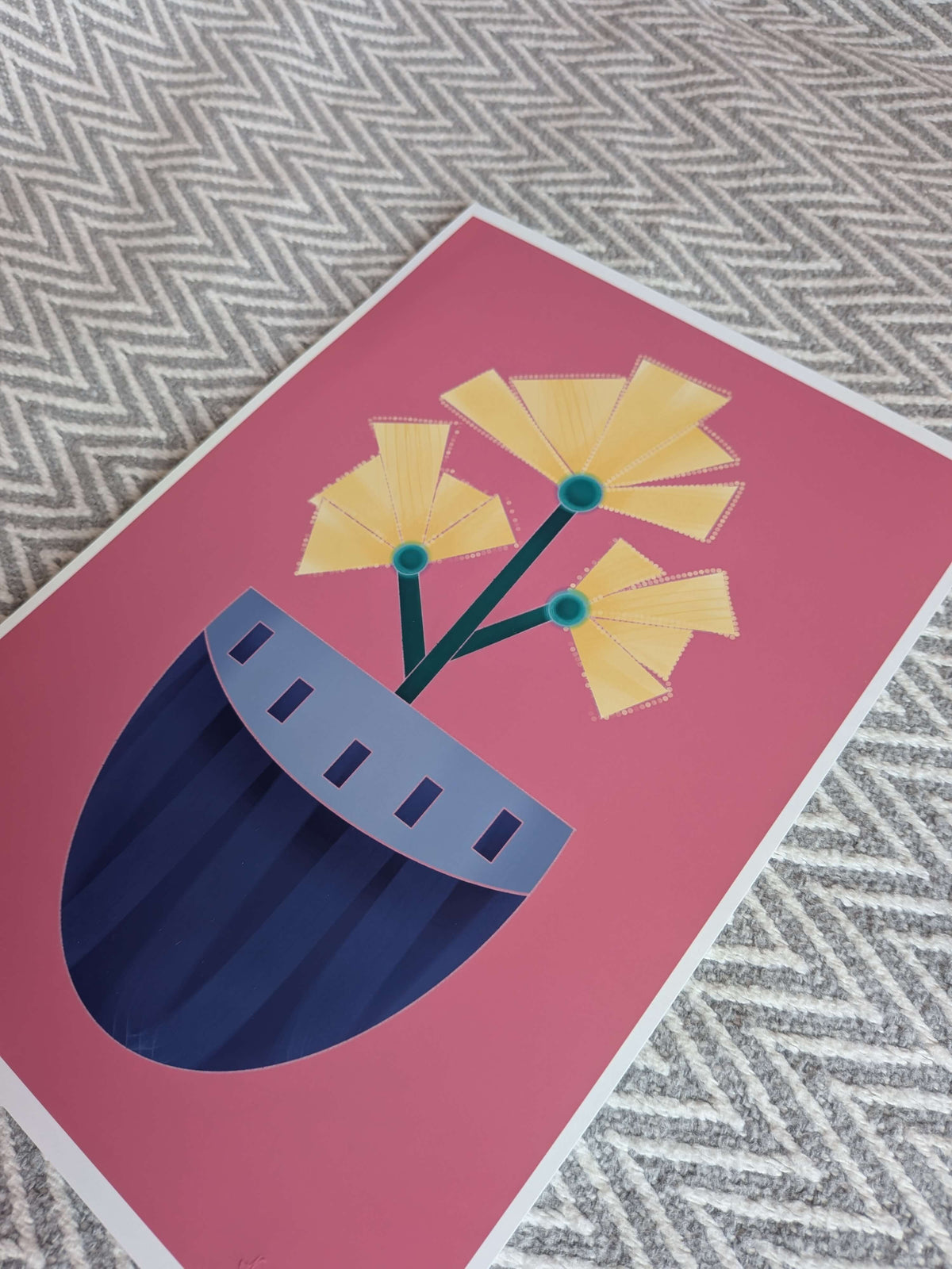 Vase with flowers Illustration, A4 Art Print, Home Decor, Modern Art Decor, Unframed Wall Art