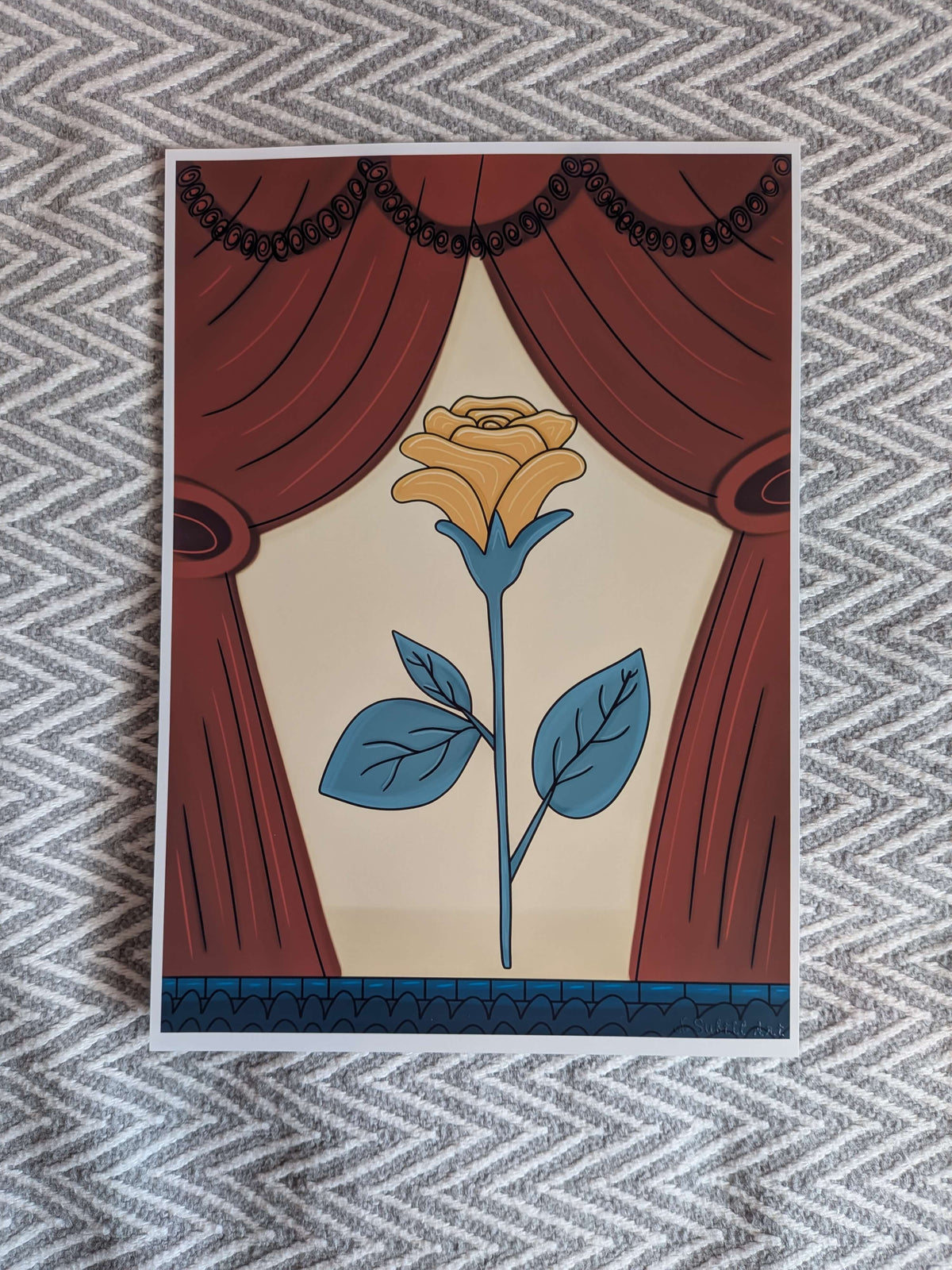 Flower on stage Illustration, A4 Wall Art, Home Decor, Modern Art Decor, Unframed Art Print