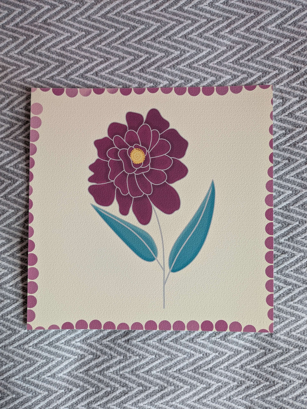 Square Flower Wall Art Illustration, Home Decor, Modern Art Decor, Unframed Art Print