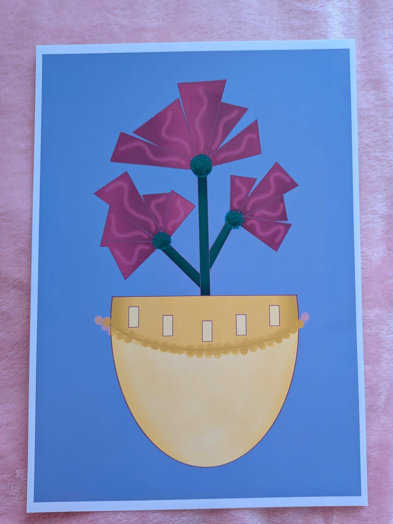 Vase with flowers illustration A4, Purple