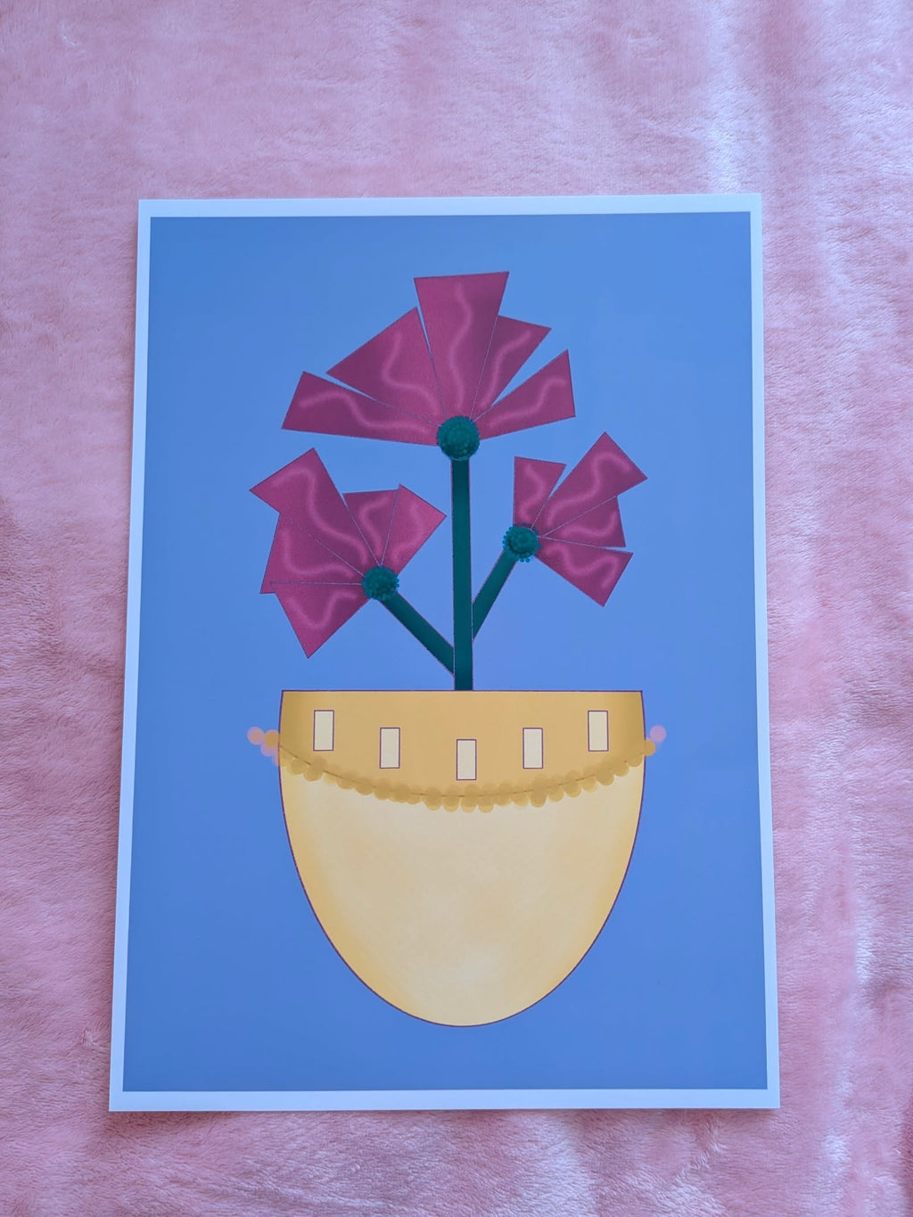 Vase with flowers illustration A4, Purple