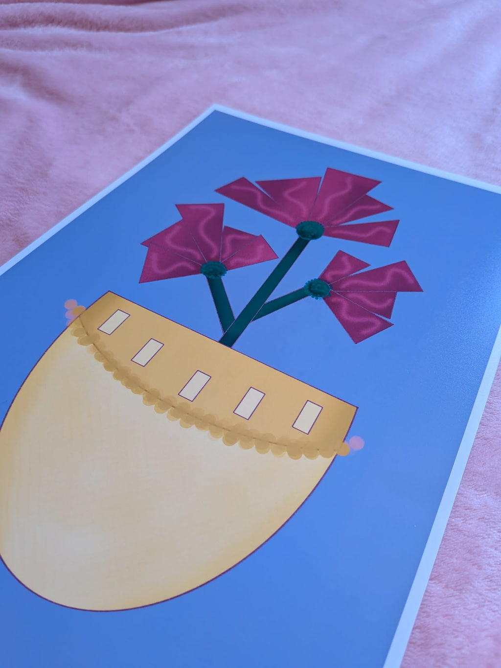 Vase with flowers illustration A4, Purple