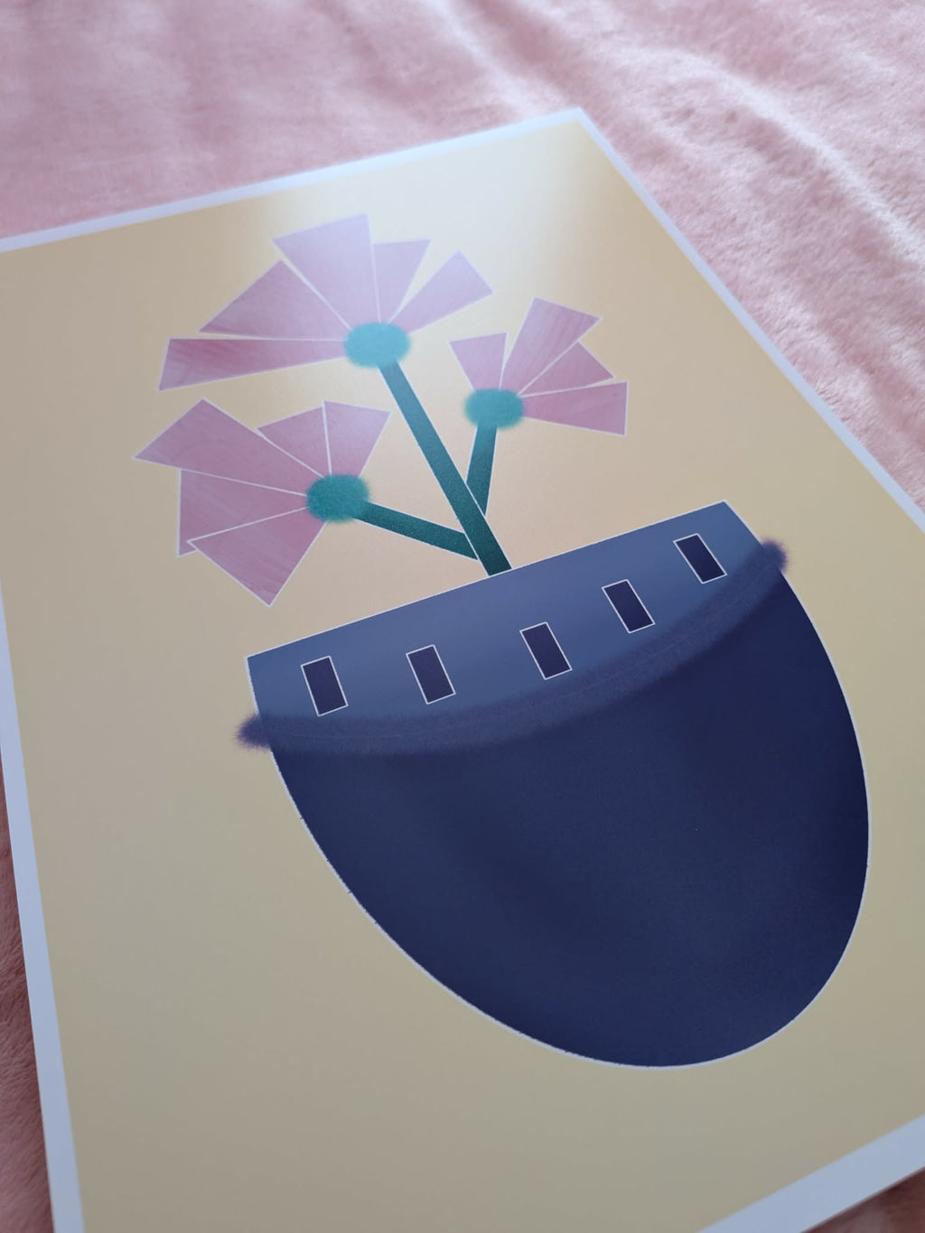 Vase with flowers illustration A4, Yellow