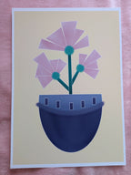 Vase with flowers illustration A4, Yellow