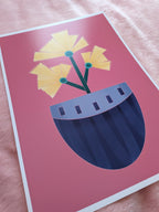 Vase with flowers illustration A4, Pink