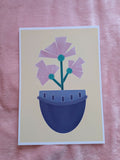 Vase with flowers illustration A4, Yellow