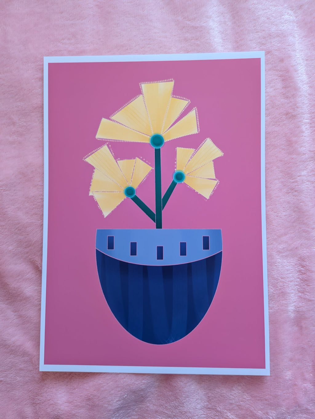 Vase with flowers illustration A4, Pink