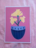 Vase with flowers illustration A4, Pink