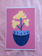 Vase with flowers illustration A4, Pink