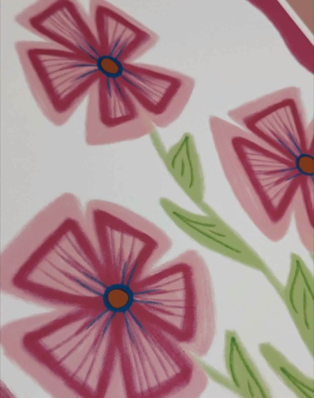 Pink Flower Illustration, A4 Art Print, Home Decor, Modern Art Decor, Unframed Wall Art