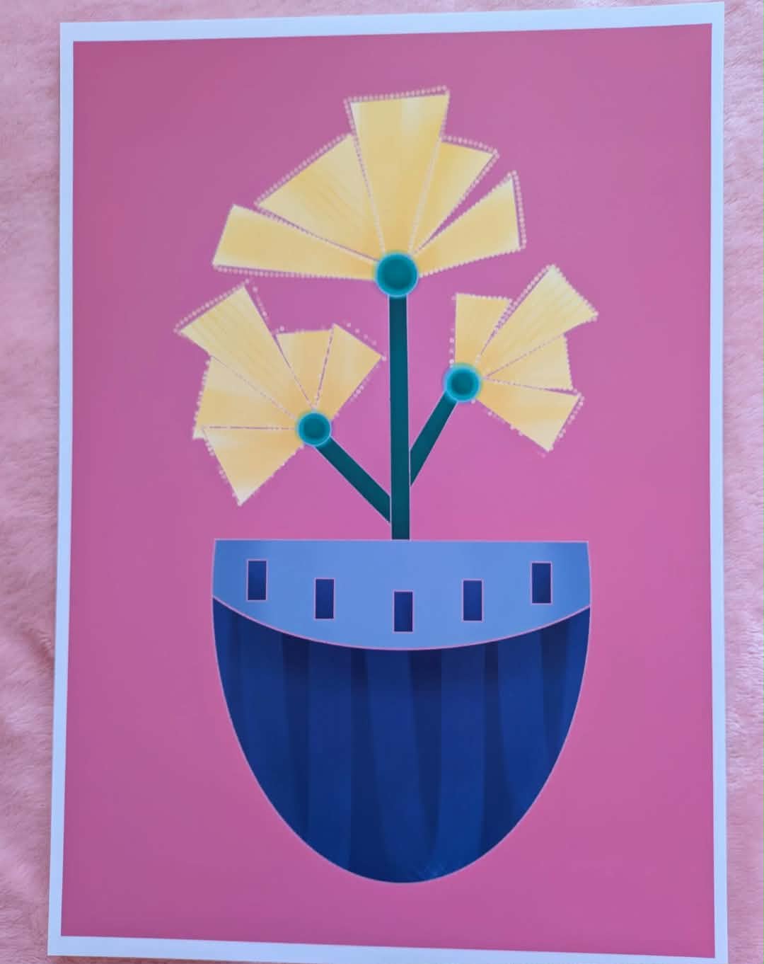 Vase with flowers Illustration, A4 Art Print, Home Decor, Modern Art Decor, Unframed Wall Art
