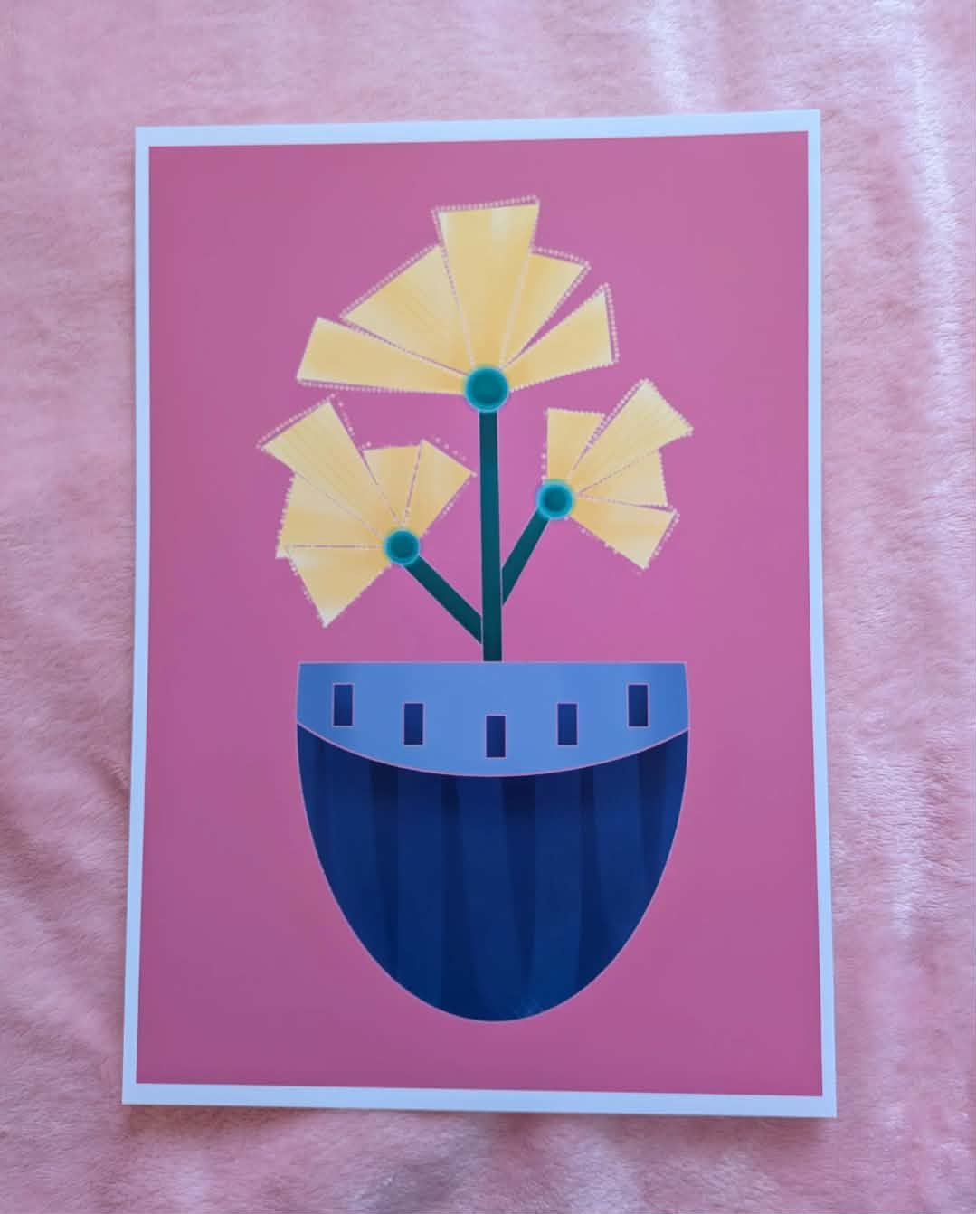 Vase with flowers Illustration, A4 Art Print, Home Decor, Modern Art Decor, Unframed Wall Art
