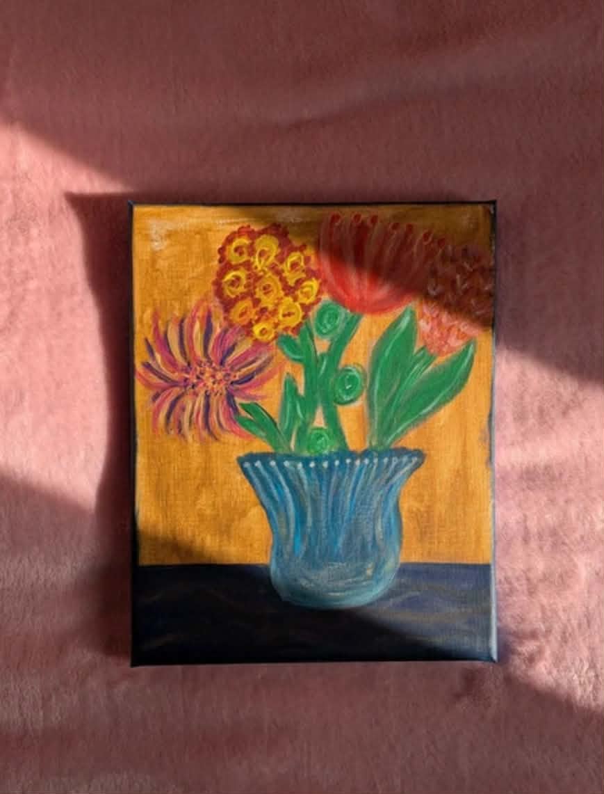 Acrylic painting - Flowers in a vase