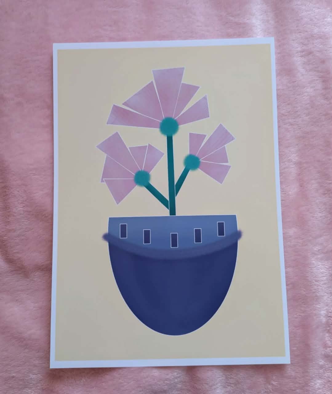 Vase with flowers Illustration, A4 Art Print, Home Decor, Modern Art Decor, Unframed Wall Art