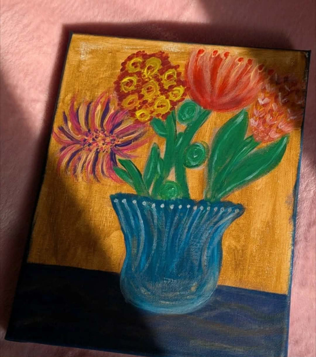 Acrylic painting - Flowers in a vase