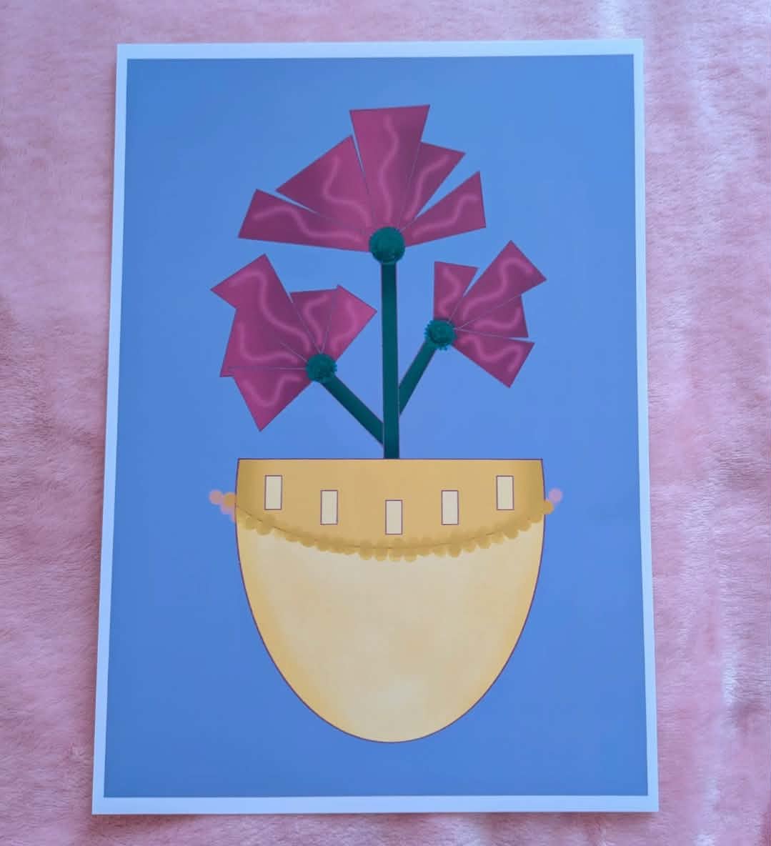 Vase with flowers Illustration, A4 Art Print, Home Decor, Modern Art Decor, Unframed Wall Art