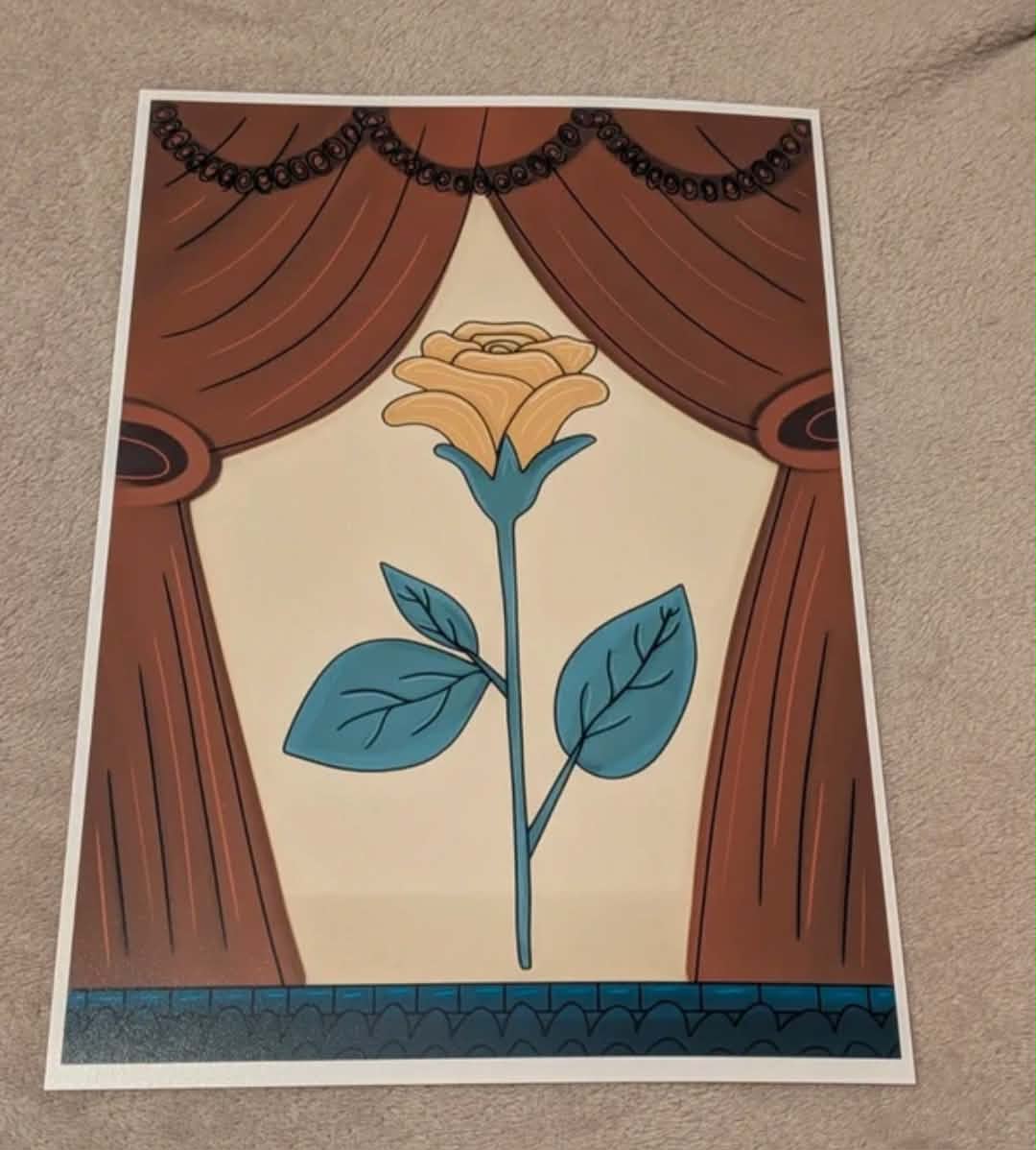 Flower on stage Illustration, A4 Wall Art, Home Decor, Modern Art Decor, Unframed Art Print